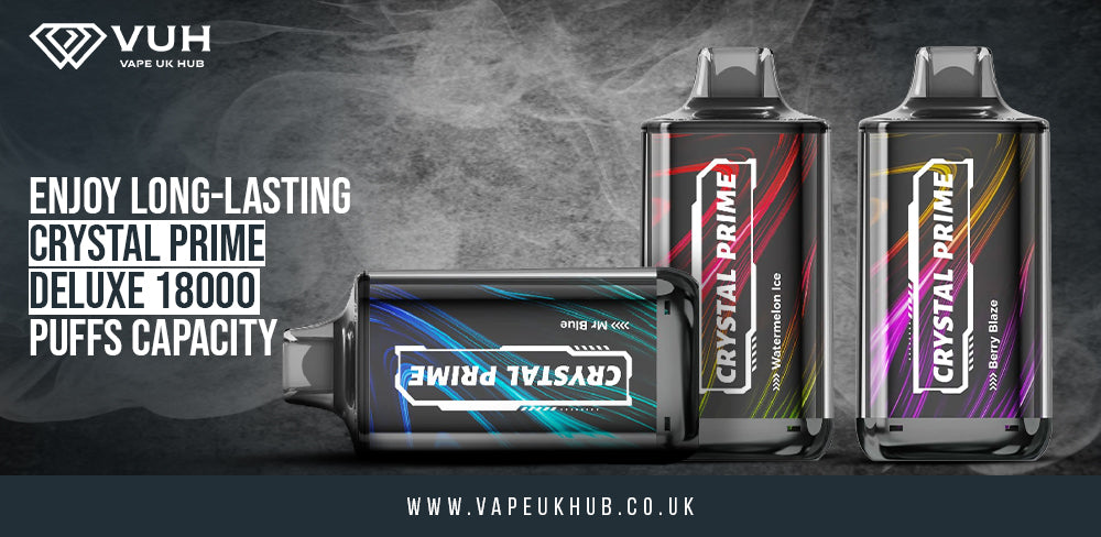 Enjoy long-lasting Crystal Prime Deluxe 18000 Puffs Capacity